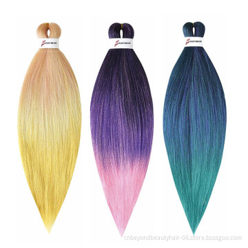 wholesale price pre stretched braiding hair yaki synthetic ombre color professional braiding hair for crochet braids twist hair